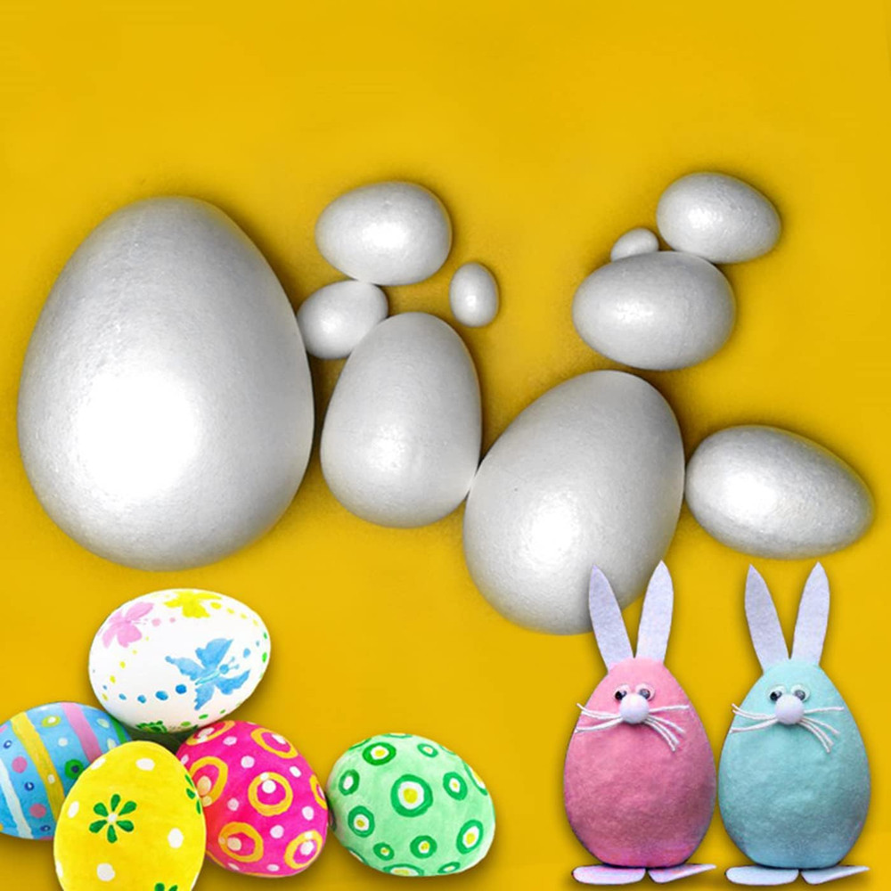 18-Pack 4 Inches Easter Craft Foam Eggs, White Polystyrene Foam Eggs, Use for Ea