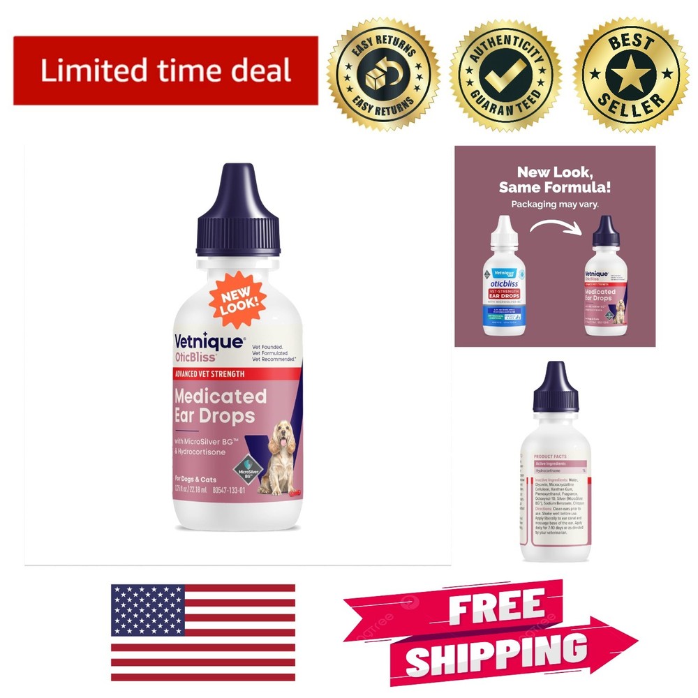 Fast-Acting Dog Ear Allergy Relief Drops - Hydrocortisone & MicroSilver Formula