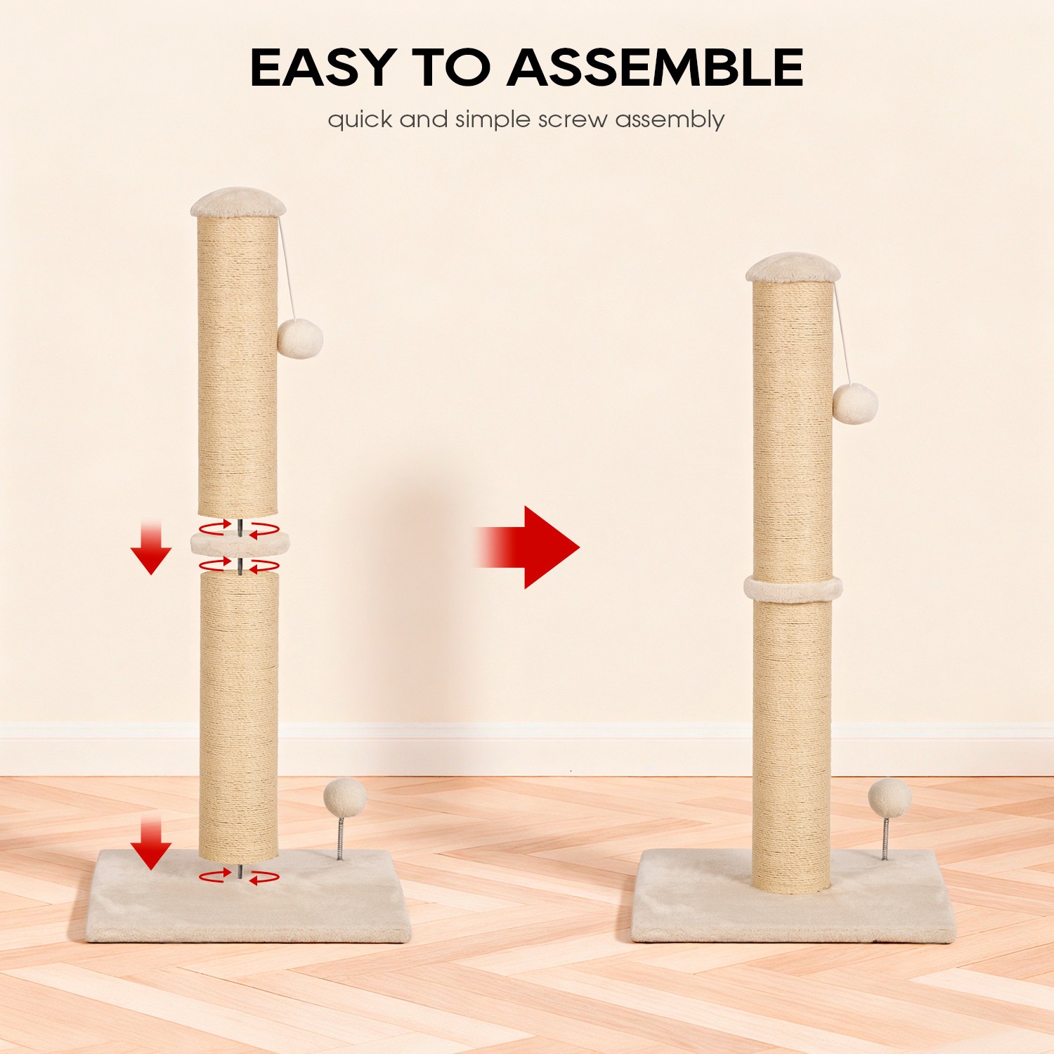 33 Inch Cat Scratching Post Cat Scratcher Natural Sisal Rope Scratch Post Trees