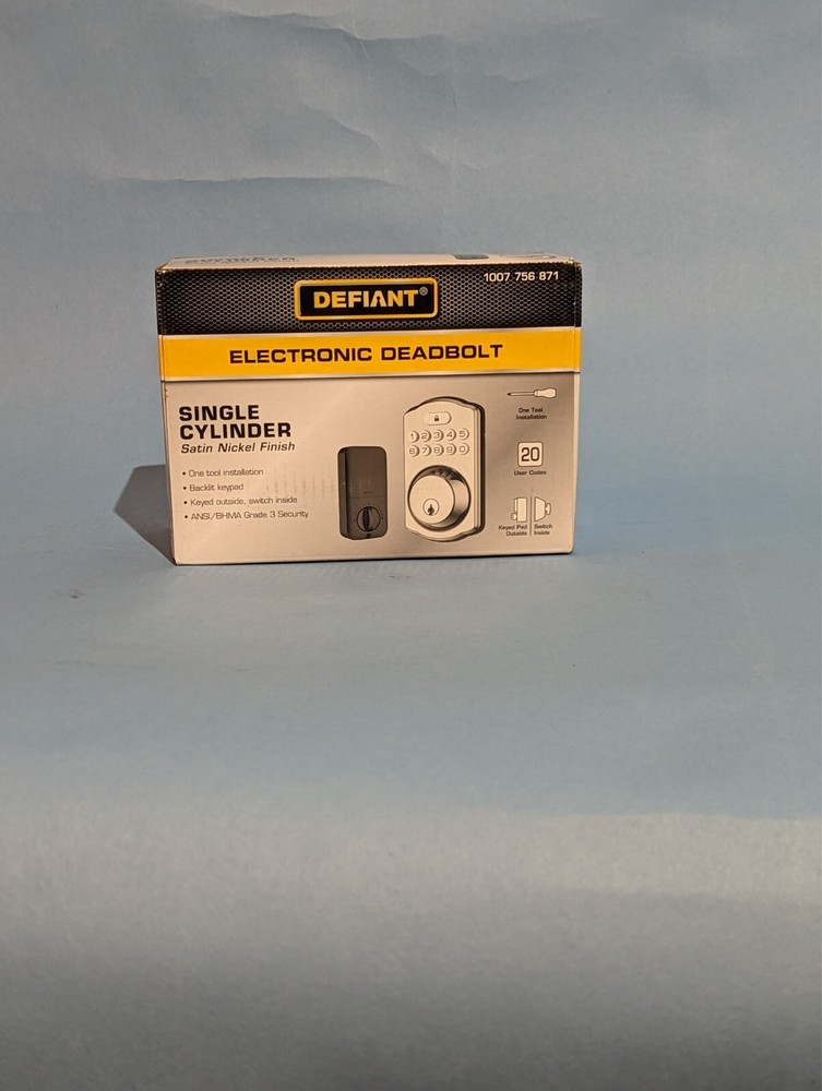 Defiant Single Cylinder Electronic Deadbolt Silver