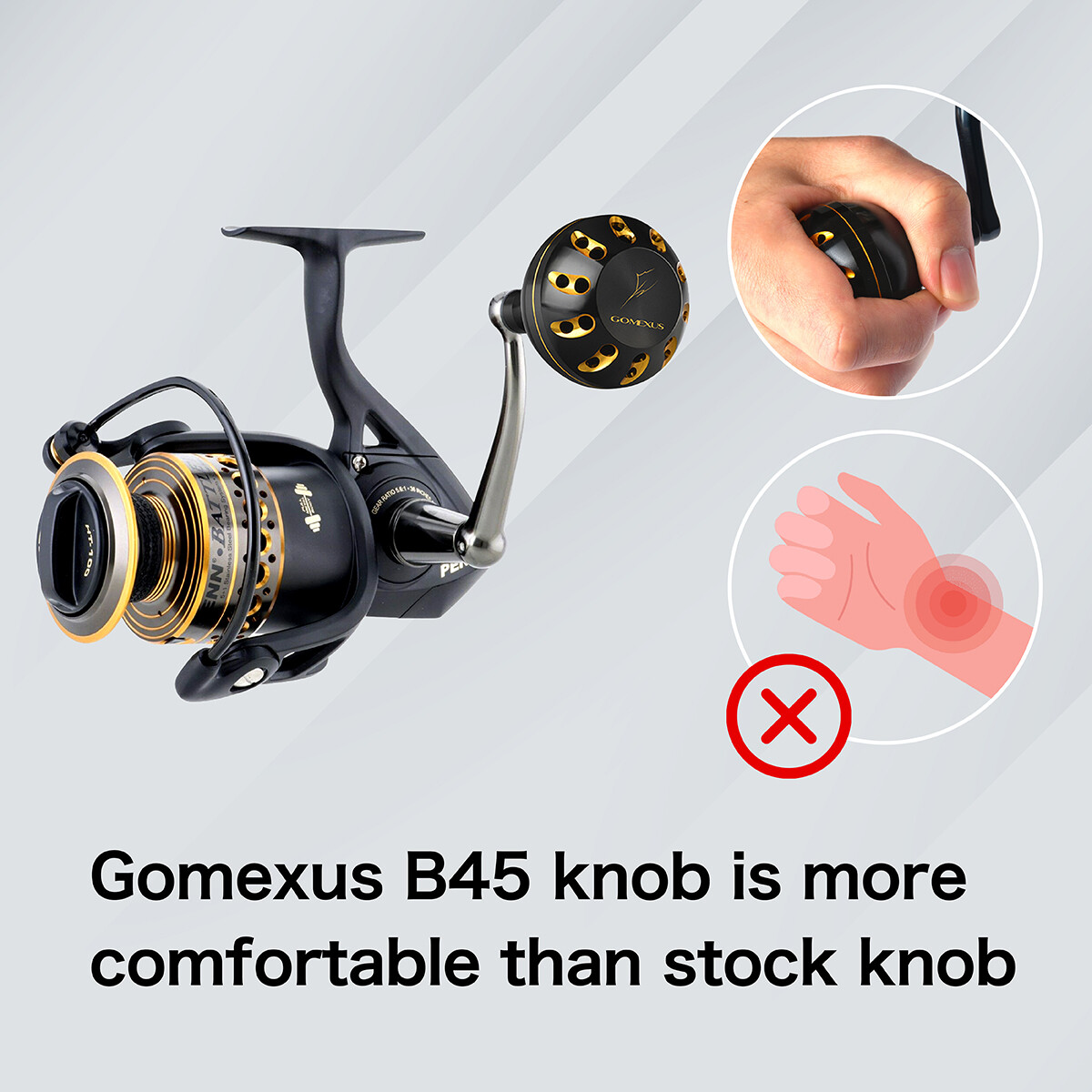 GOMEXUS Power Handle 75mm For Penn Slammer/Spinfisher 5500-6500 Spinning Reel