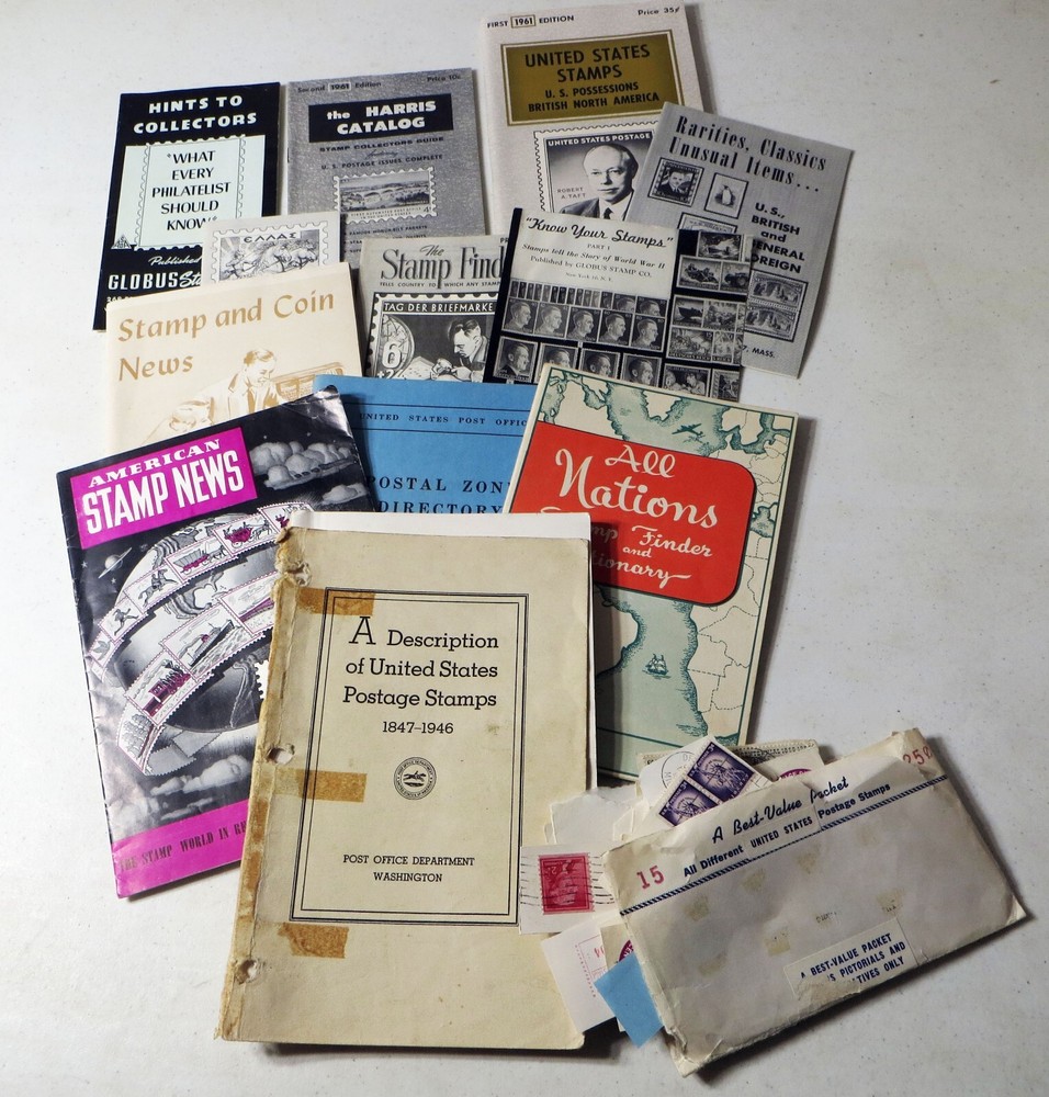 Vintage Stamp Catalog and Related LOT Late 1950s Early 1960s