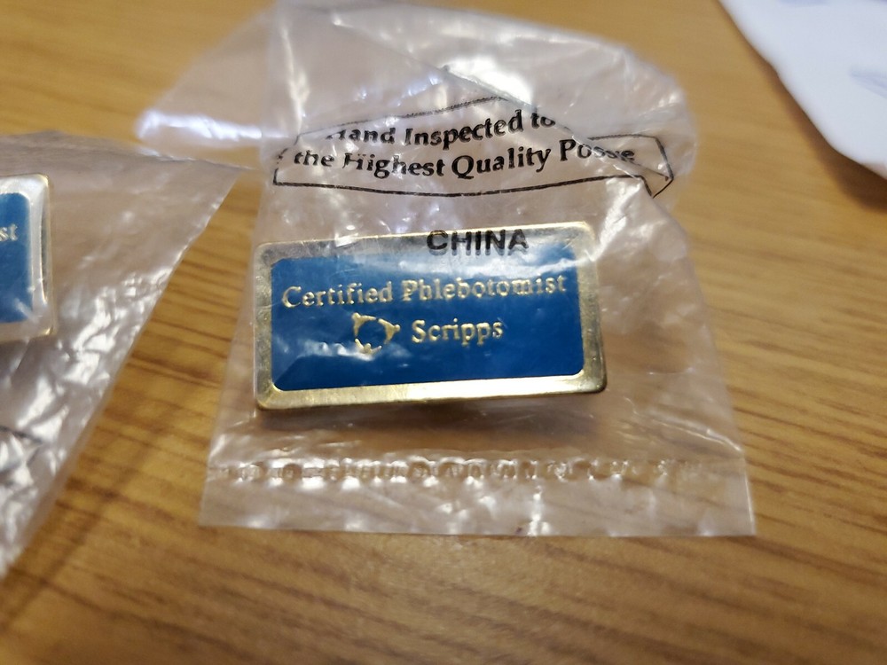 2 Certified Phlebotomist Scripps Pins