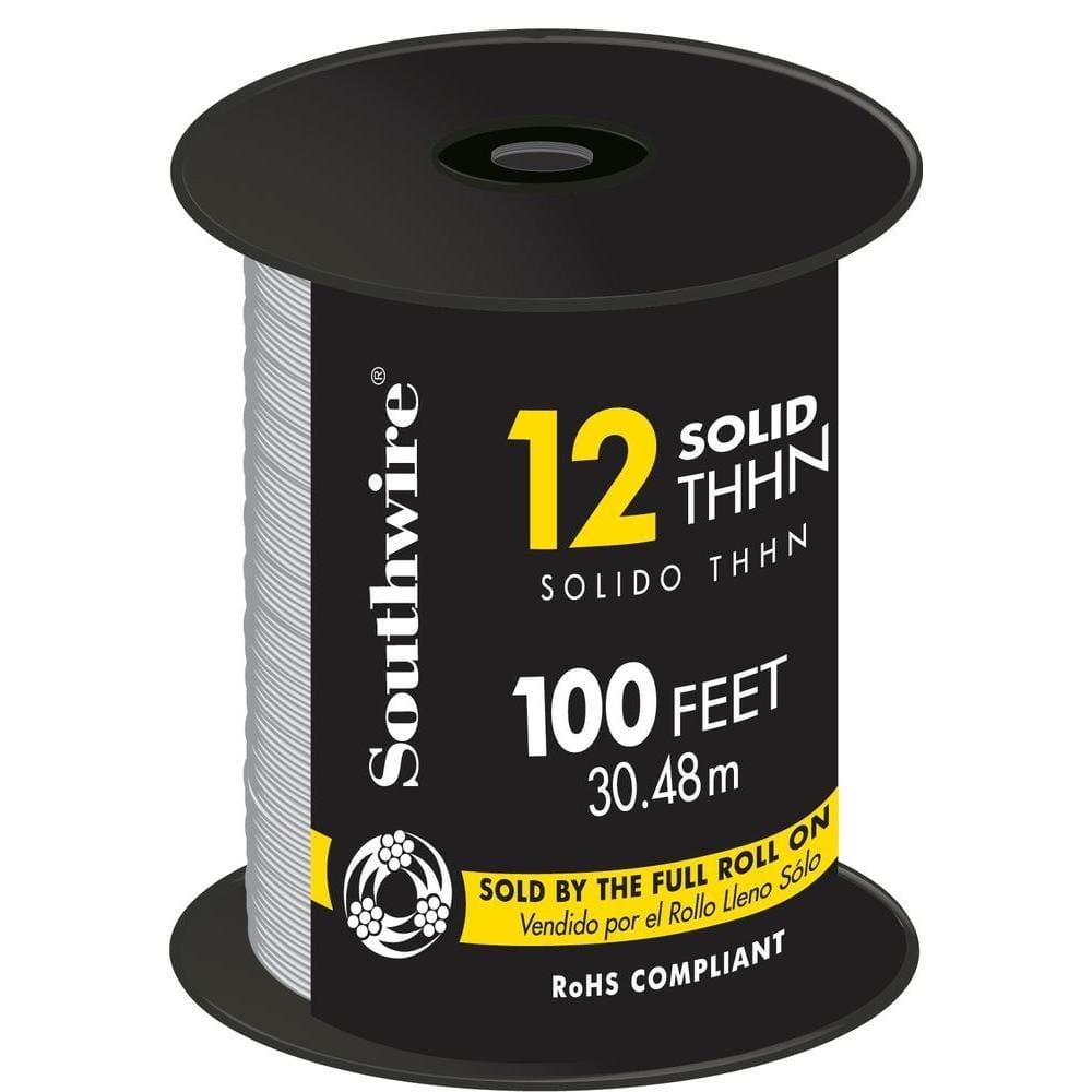Southwire 100 ft. 12 White Solid CU THHN Wire