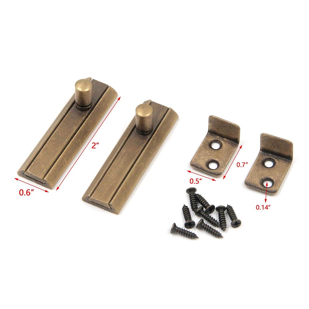 Bitray 2PCS Slide Bolt Latch 2-inch Solid Brass Antique Door 2”, Bronze Tone