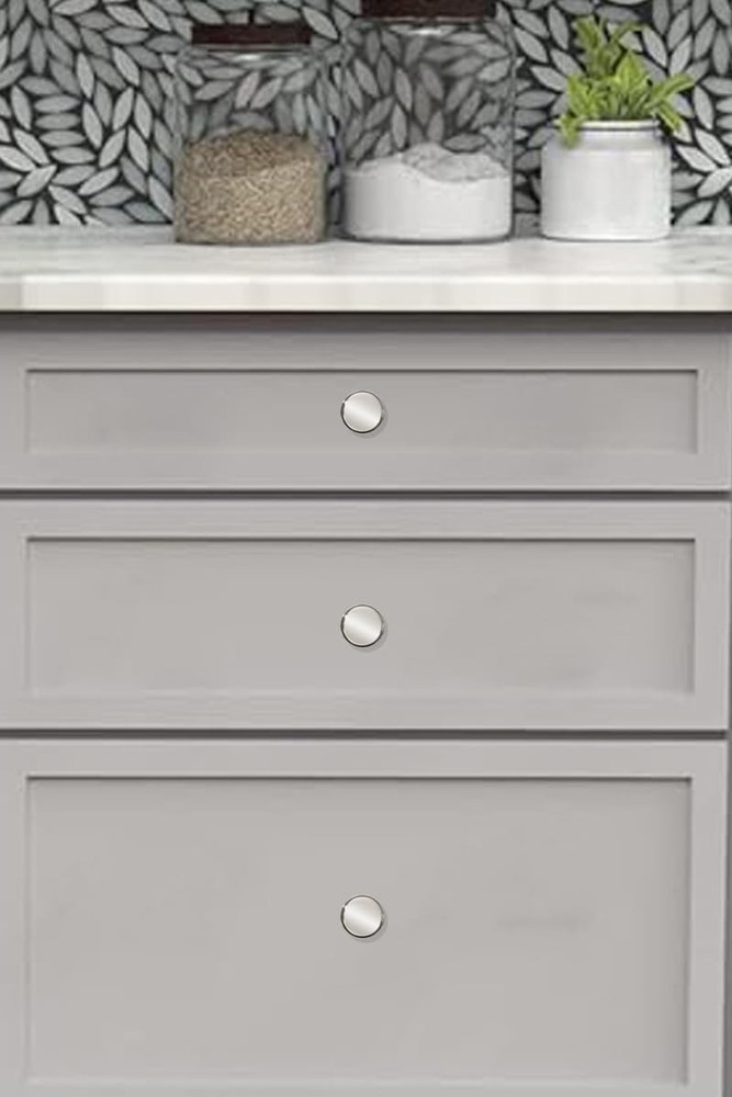 10 Pack Modern Polished Nickel Cabinet Knobs, 1-1/4 inch Diameter, Round, Erg...