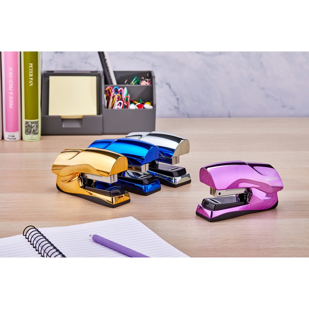 Flat Clinch Stapler, 40 Sheets, Metallic Purple