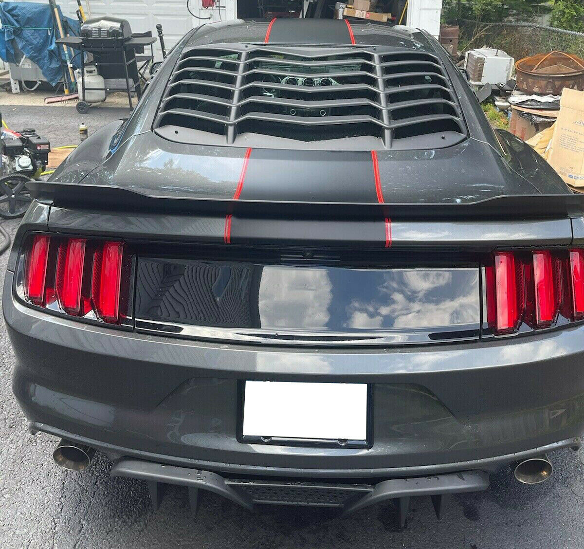 For 2015-2023 Ford Mustang GT Gloss Black Rear Trunk Deck Lid Panel Trim Cover