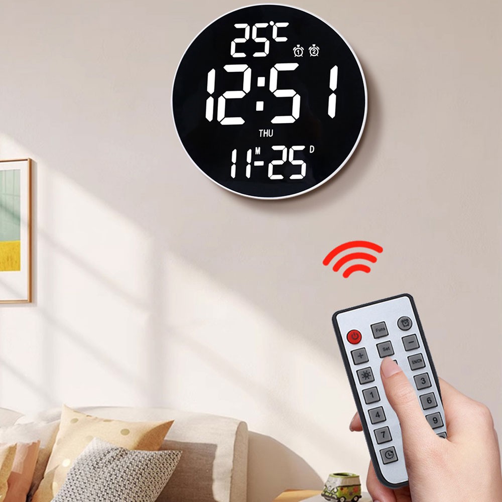 Digital Wall Clock, Digital ClockAdjustable Brightness Large LED DisplayAlarm CW