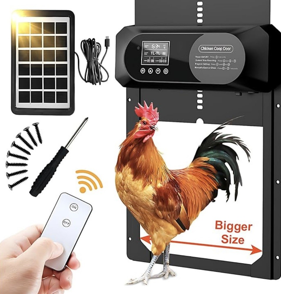 Large Size Automatic Chicken Coop Door Solar Powered LCD Dispaly & Light Sensor