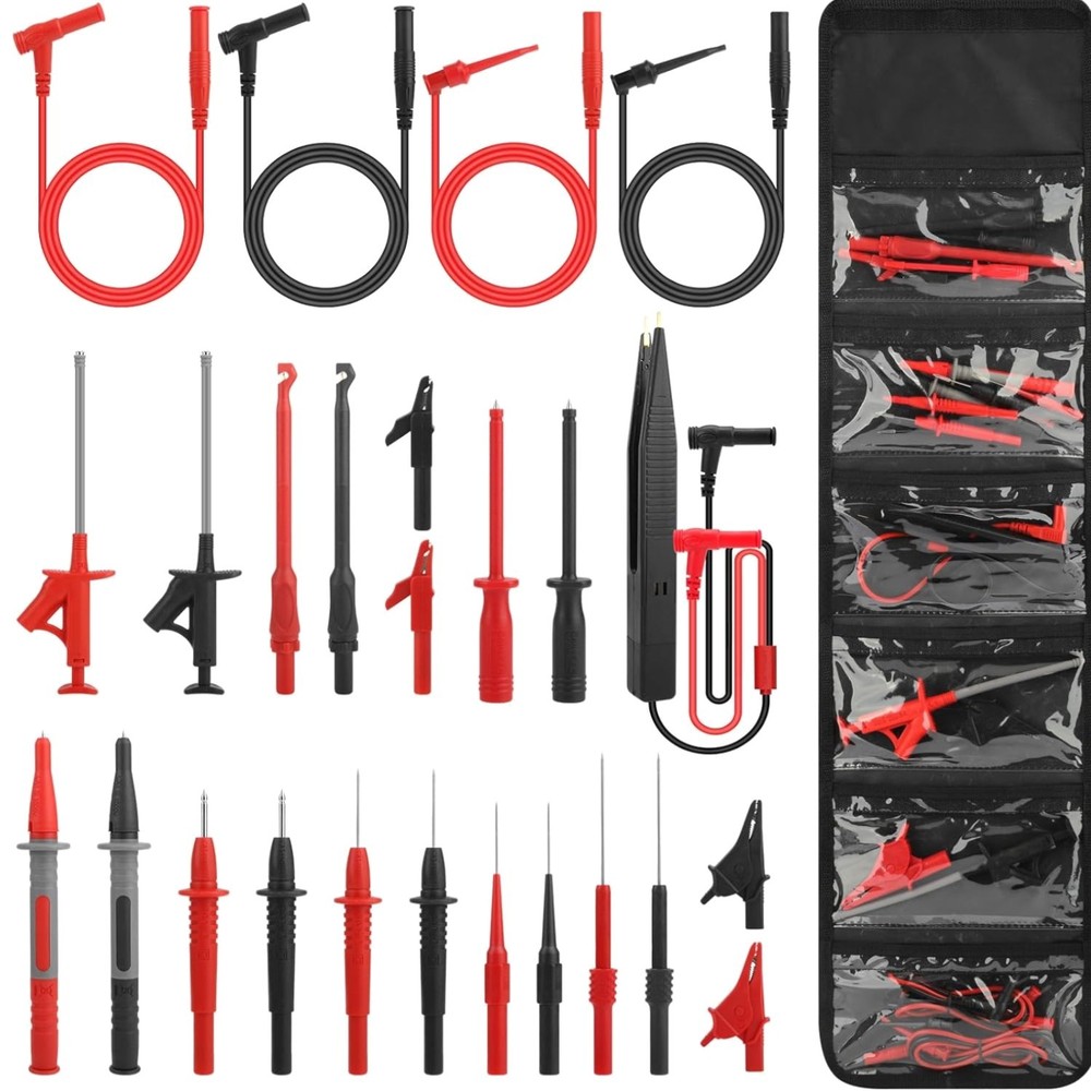 25PCS Multimeter  Leads Kit with Replaceable Wire Piercing Probes, Alligator ...
