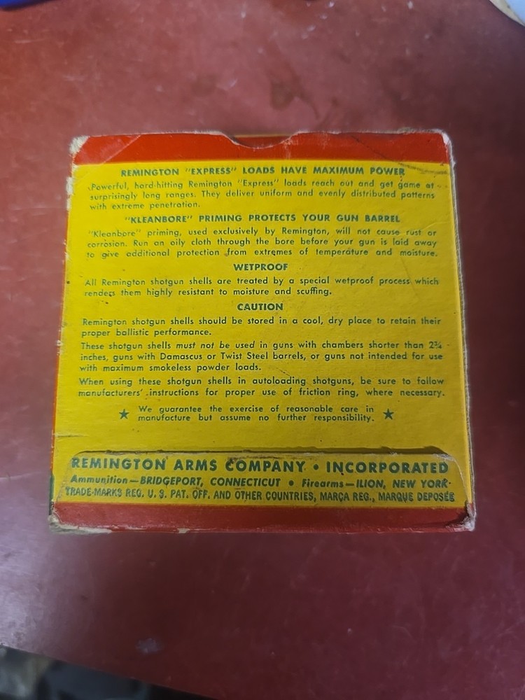 Vintage Remington Express Extra Long Range 12 Ga. Empty Shotgun Shell Box