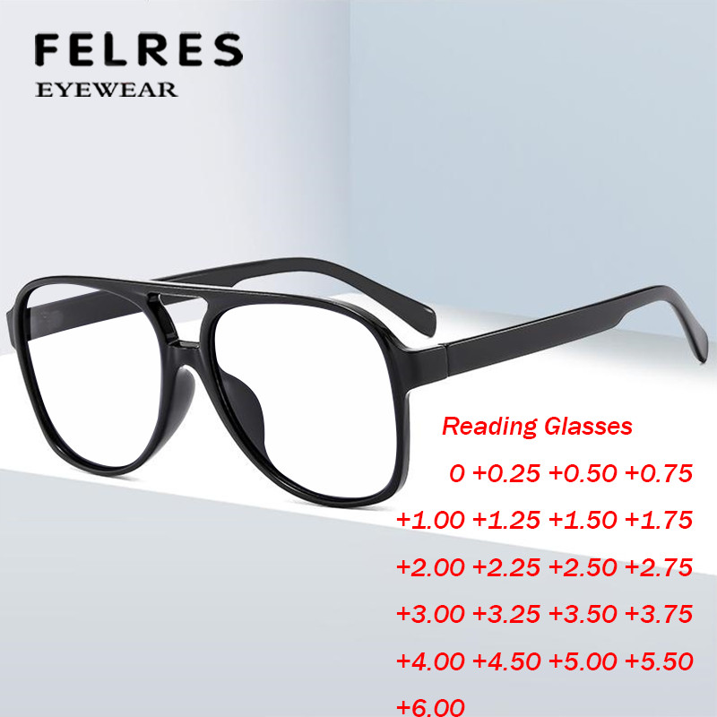 Men Pilot Blue Light Blocking Retro Reading Glasses Large Frame Stylish Glasses