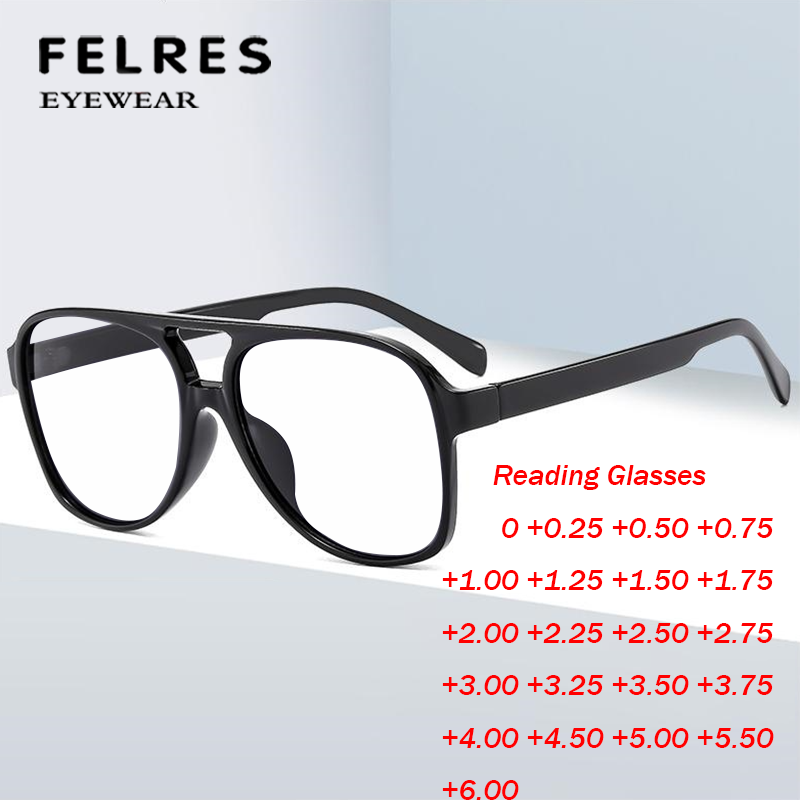 Men Pilot Blue Light Blocking Retro Reading Glasses Large Frame Stylish Glasses