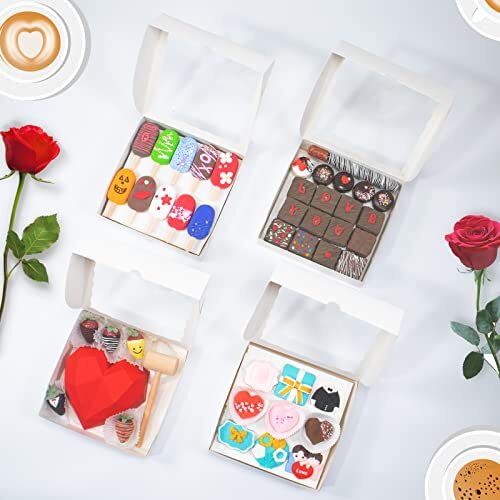 14pcs 9x9x2.5 Inches Bakery Boxes with Window Pie Boxes Breakable Heart Boxes...