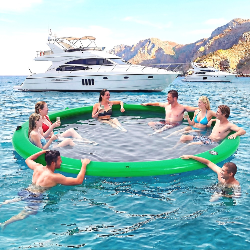 10FT Sunchill Heavy-Duty Float Ring, Inflatable Pool, Hammock for Lake Green