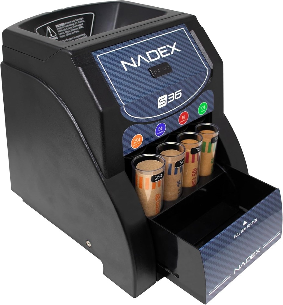 Nadex 36S Automatic Coin Sorter Machine with 4 Coin Tubes