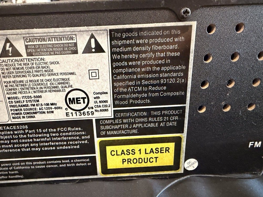 Innovative Technology ITCDS-5000 FM Stereo Receiver/CD/Bluetooth - Untested