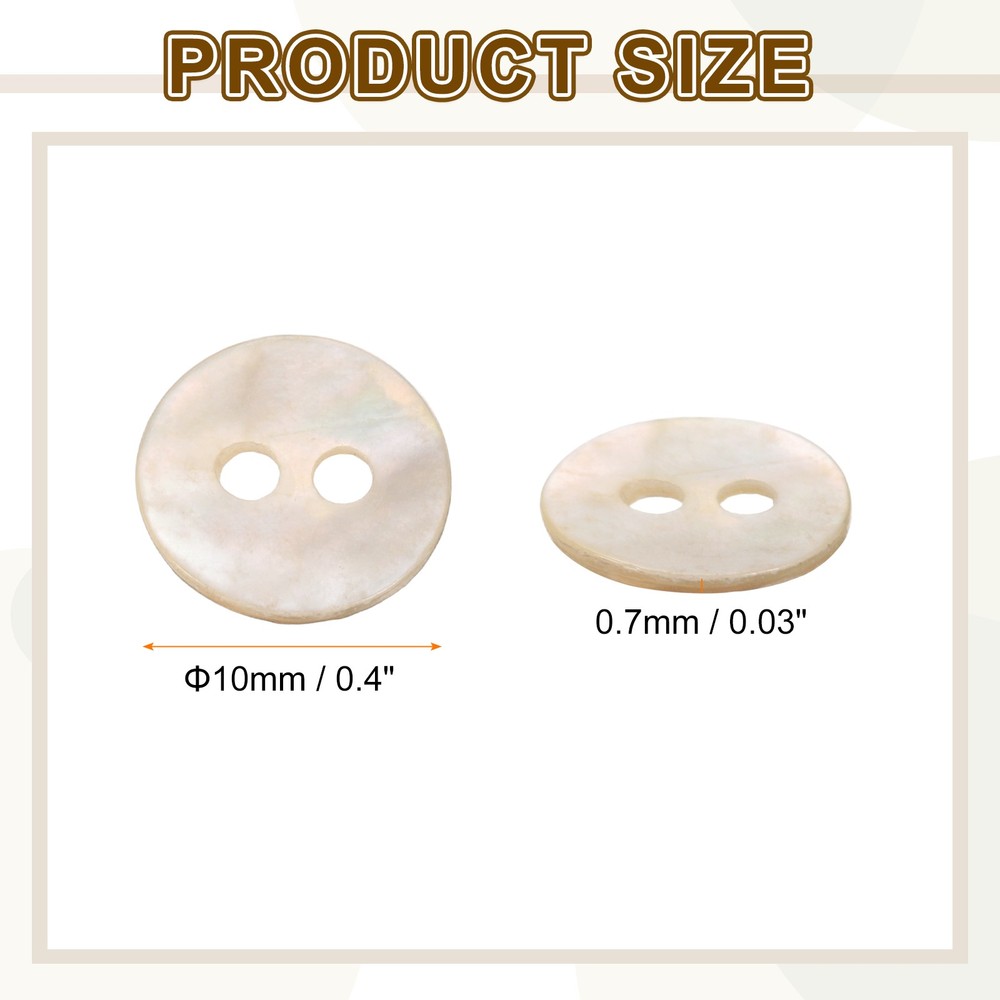 10pcs Pearl Shell Buttons 0.4" Round Shell Sewing Button for Cloth Craft