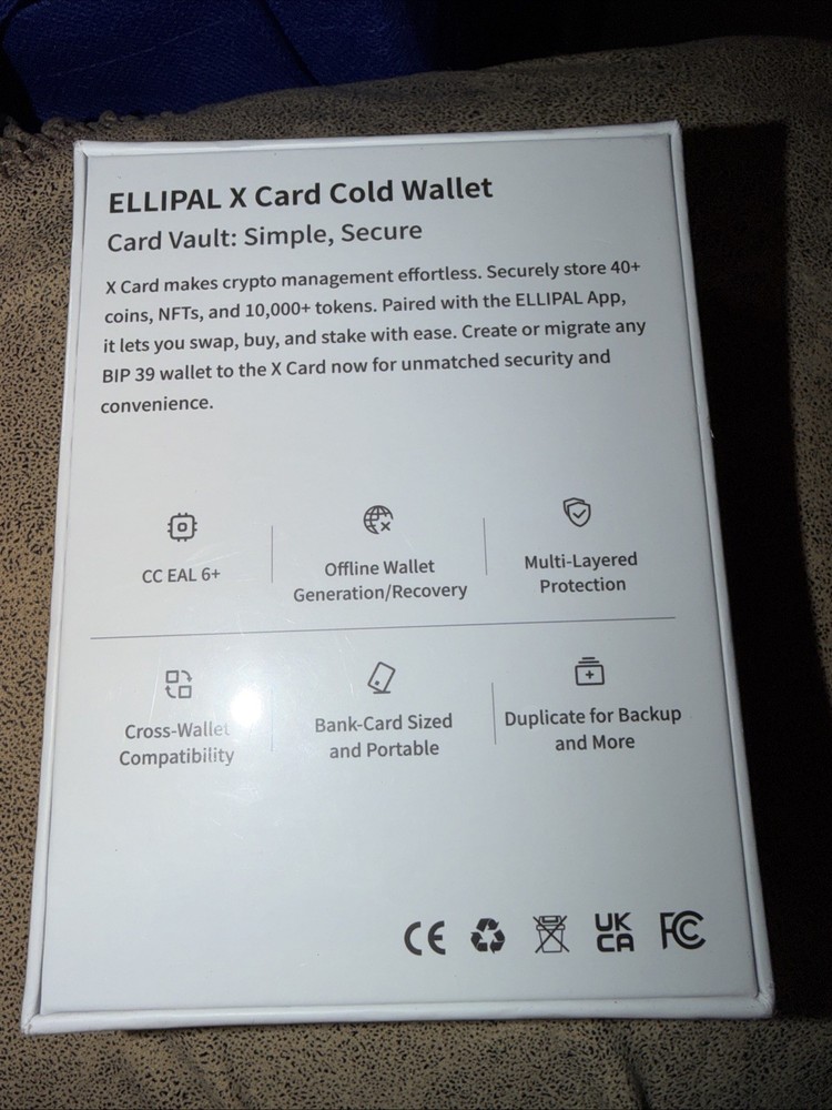 Ellipal X Card Crypto Wallet, Cryptocurrency Hardware Wallet