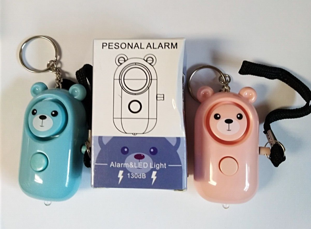 2 Personal Key Chain Alarm with Flashlights. Pull BLack Cord ForHelp_Button Help
