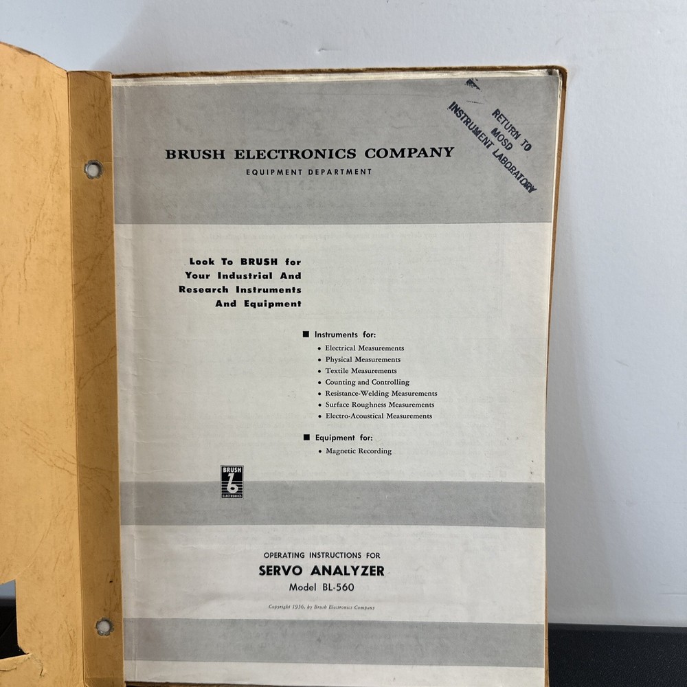 Brush Instruments. Operating Instruction for servo analyzer model BL-560