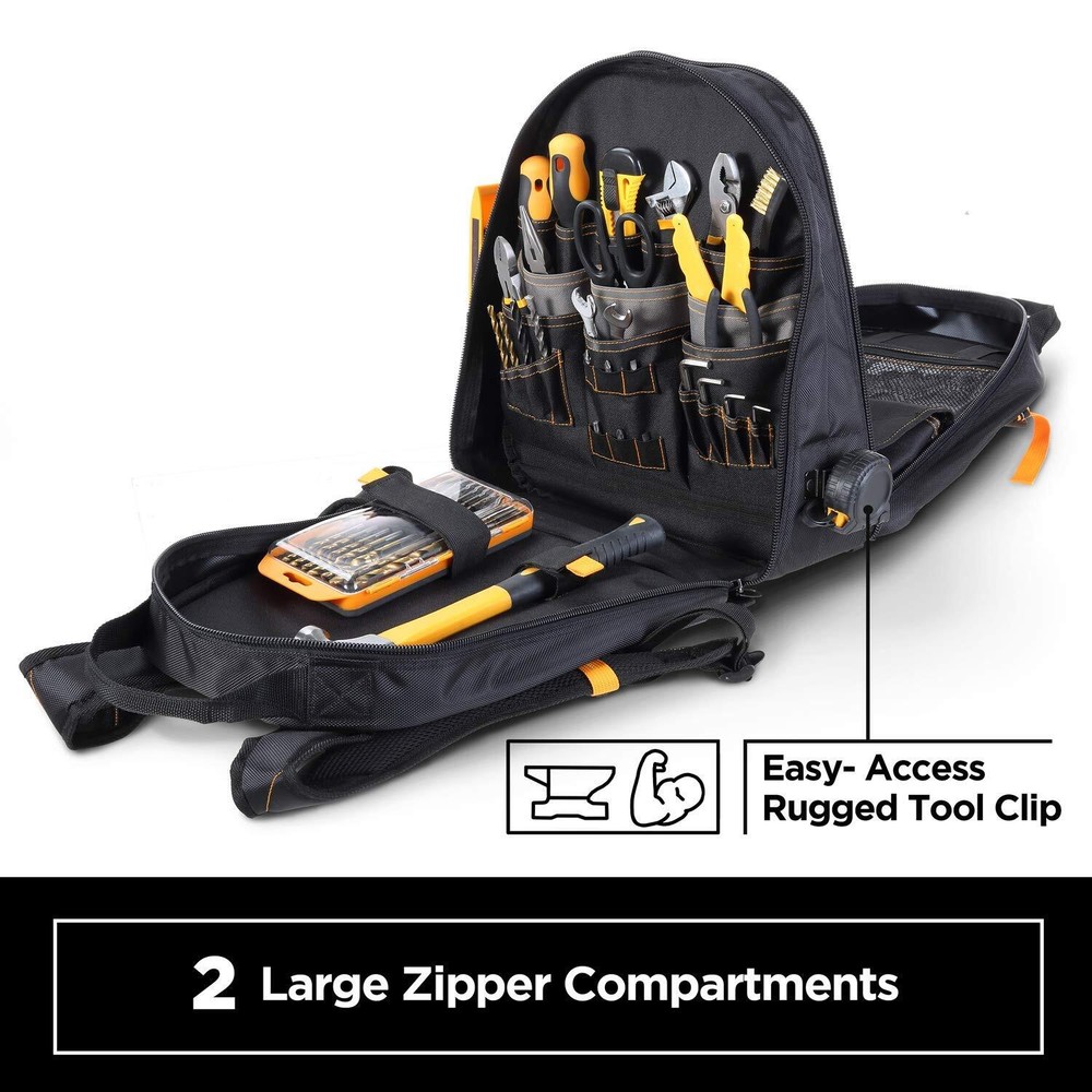 STEELHEAD 48-Pocket Heavy-Duty Tool Backpack, Padded Back Support。