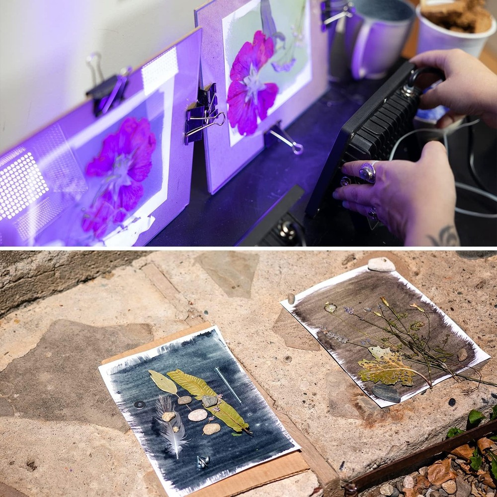 Cyanotype Kit Include 2 Component Sensitizer Set, 40 Sheets A5 Paper Brush To...