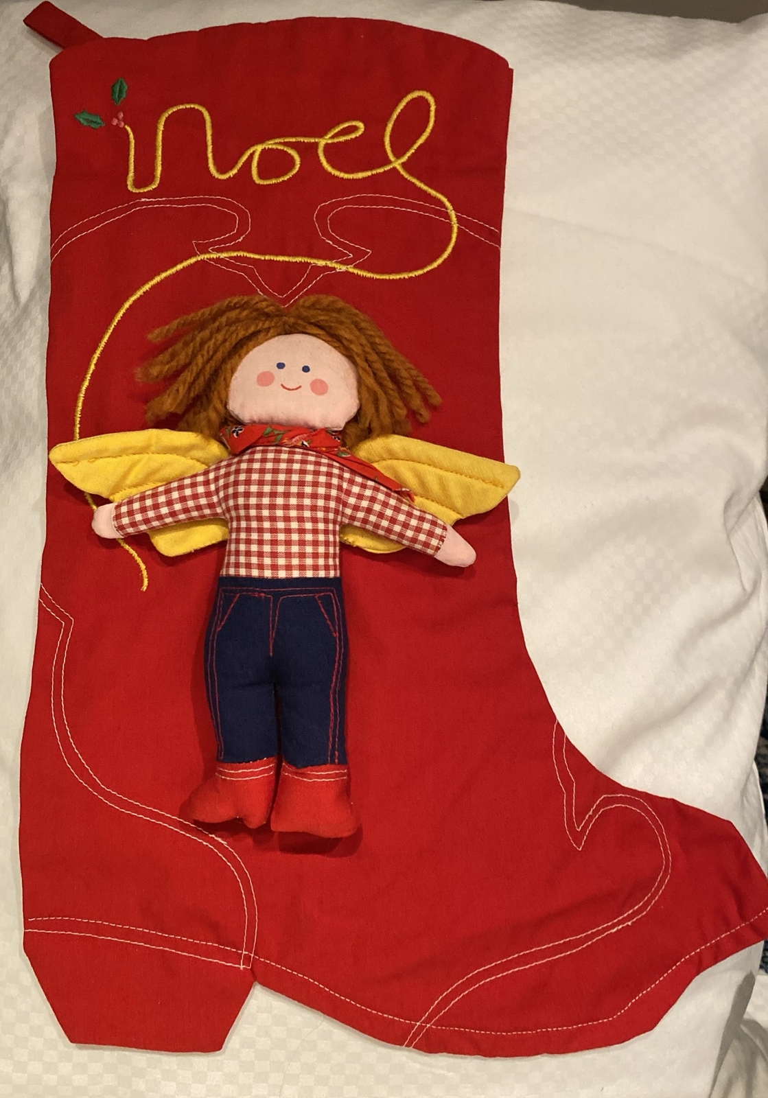 House of Hatten 17” 3D Western Red Cowboy Angel Boot Christmas Stocking