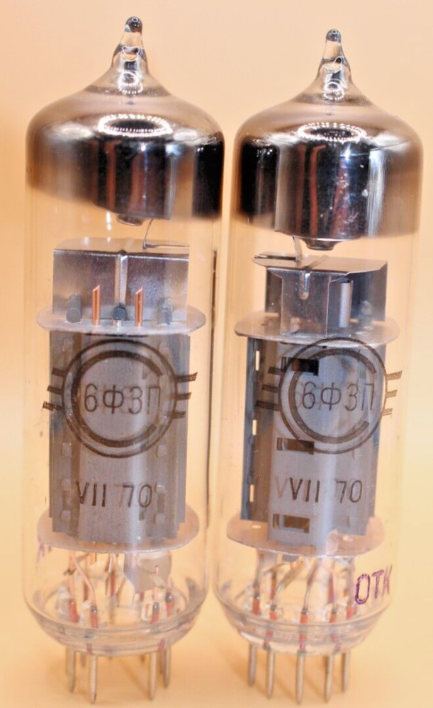 2x 6F3P / 6Ф3П ~6BM8 ~ECL82 Triode-Pentode Tube / Matched Pair / NOS / Same Date
