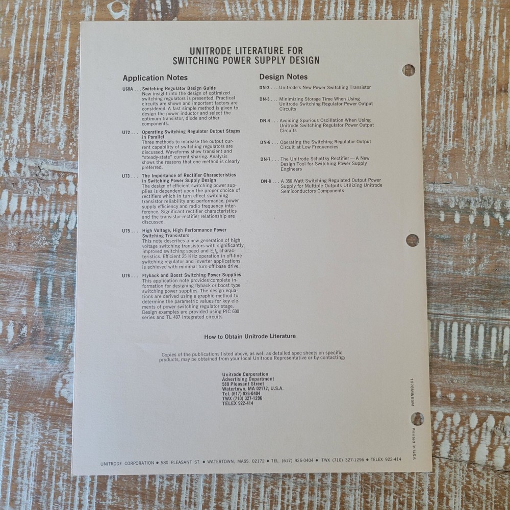 Unitrode Power Supply Designers Semiconductor Selection Guide