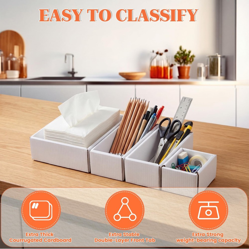 25 Pack Cardboard Storage Box Open Boxes Parts Sorting Boxes File Storage for...