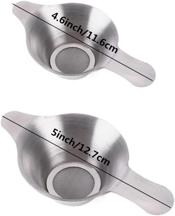 2-Pack Stainless Steel Tea Strainer Funnel Mini Fine Mesh Infuser 2 Sizes