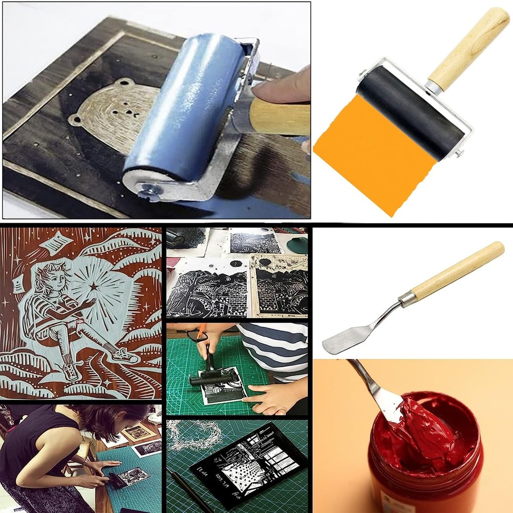 4 Pack Rubber Roller - Brayer Rollers with 3 Size for Crafting 4