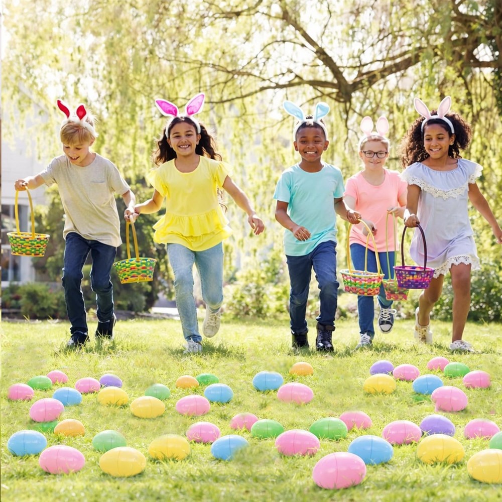 Pastel Color Easter Eggs - 50 Piece Assorted Bulk 2.3" x 1.75" Plastic Eggs Hing