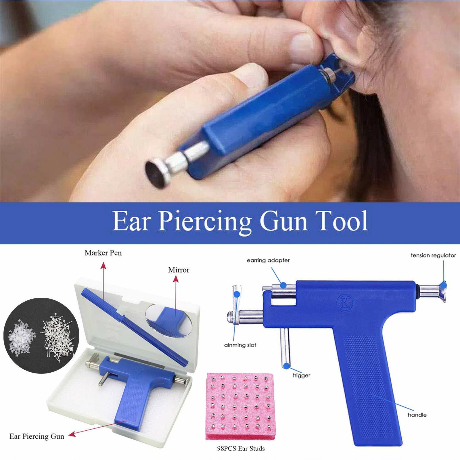 208PCS Professional Ear PIERCING GUN Body Nose Navel Tool Kit Set Jewelry USA