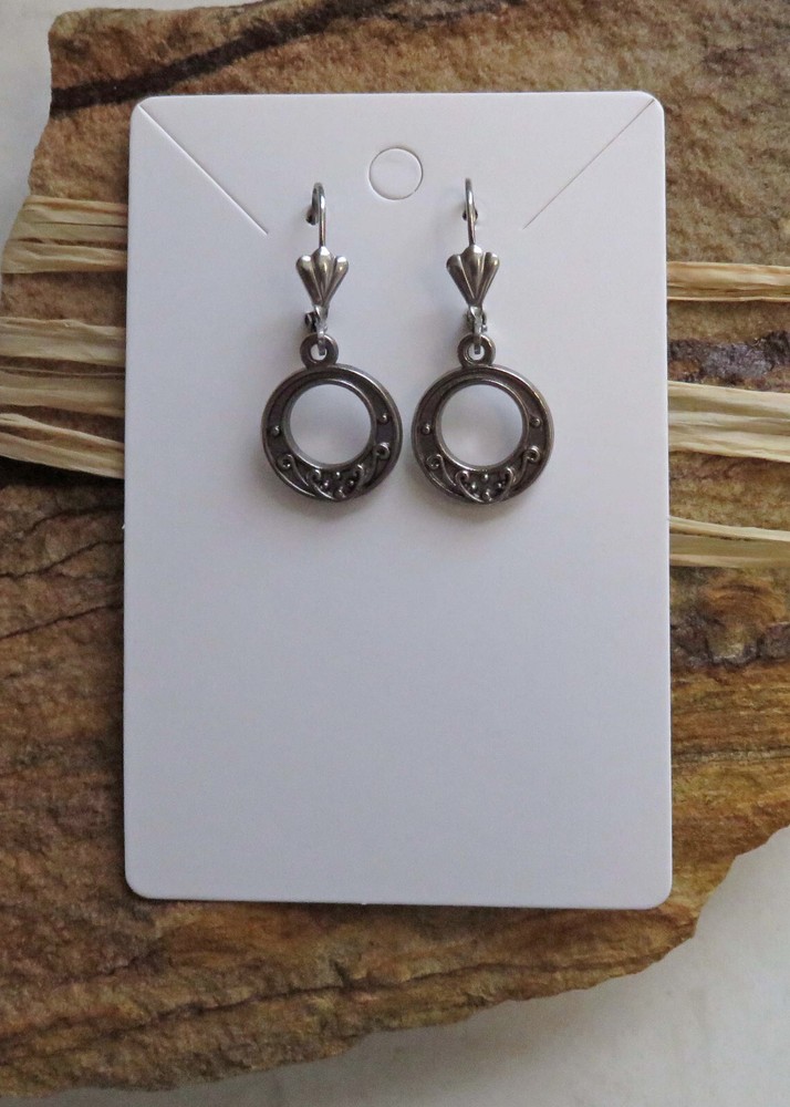 Silver tone Earrings - Petite, Round Drop Earrings