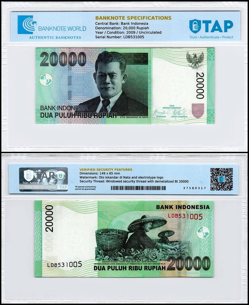 Indonesia 20000 Rupiah, 2009, P-144f, UNC Authenticated