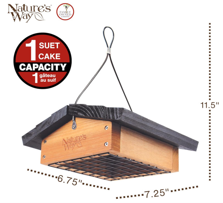 CWF2 Cedar Suet Upside-Down Bird Feeder, Black
