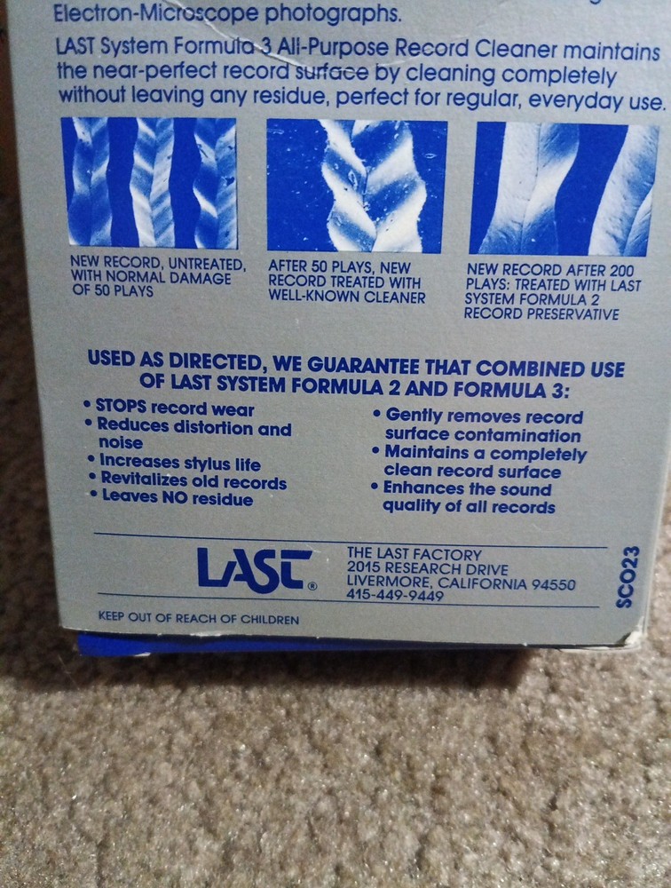 Record Preservative And All-purpose Record Cleaner System Formula Two And Three