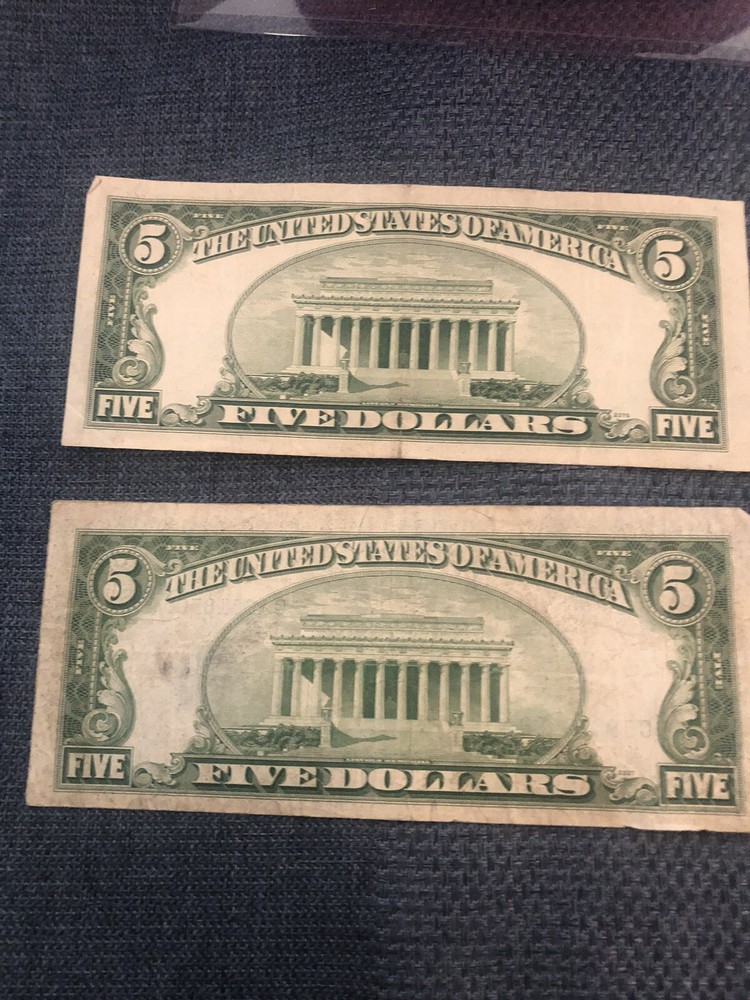 1953 And 1953A Five Dollar Silver Certificates Circulated