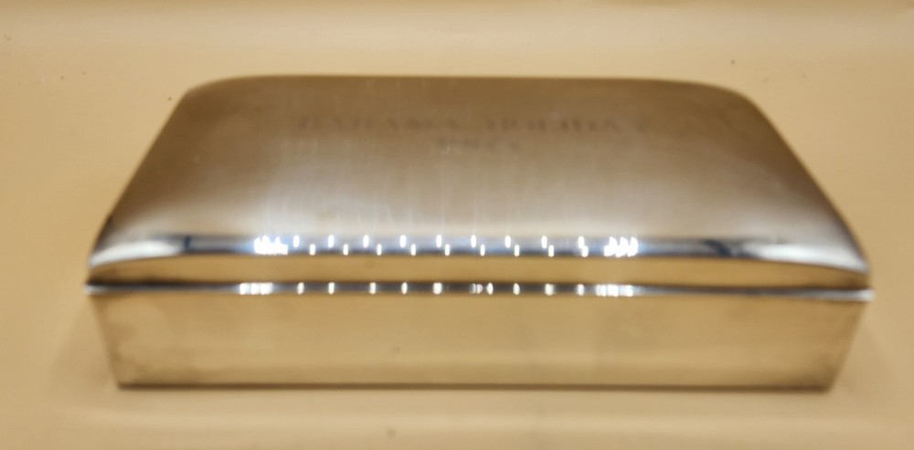 Vintage POOLE SILVER CO. 1899 "Bahama Holiday 1965" Jewelry Box Wood Lining EUC