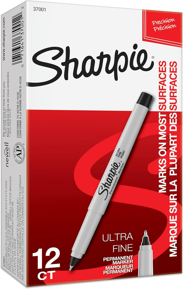 Sharpie Ultra Fine Tip Permanent Markers Set, Black, 12 Count, Quick Drying