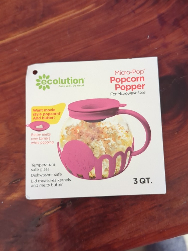 Ecolution Patented Micro-Pop Microwave Popcorn Popper | Temperature Safe Glass