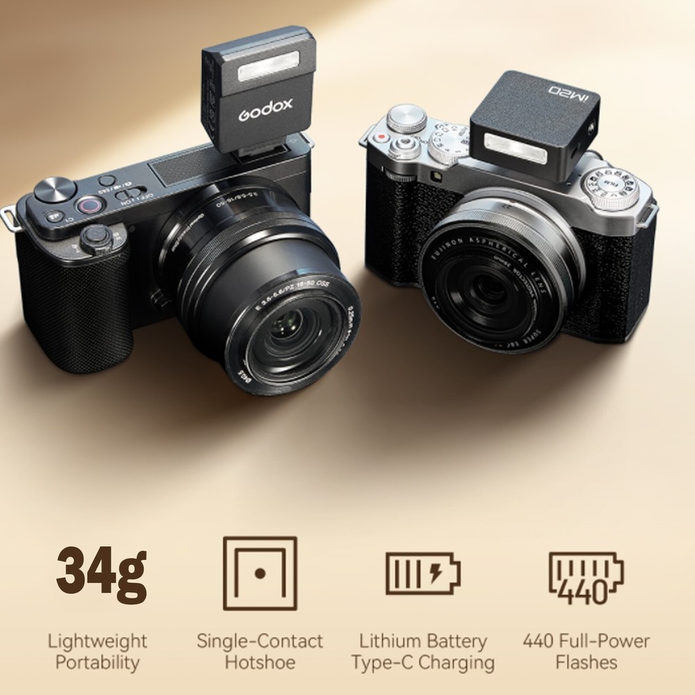 US Godox iM22 Mini On-Camera Flash Light Speedlite Universal Hot Shoe Mount