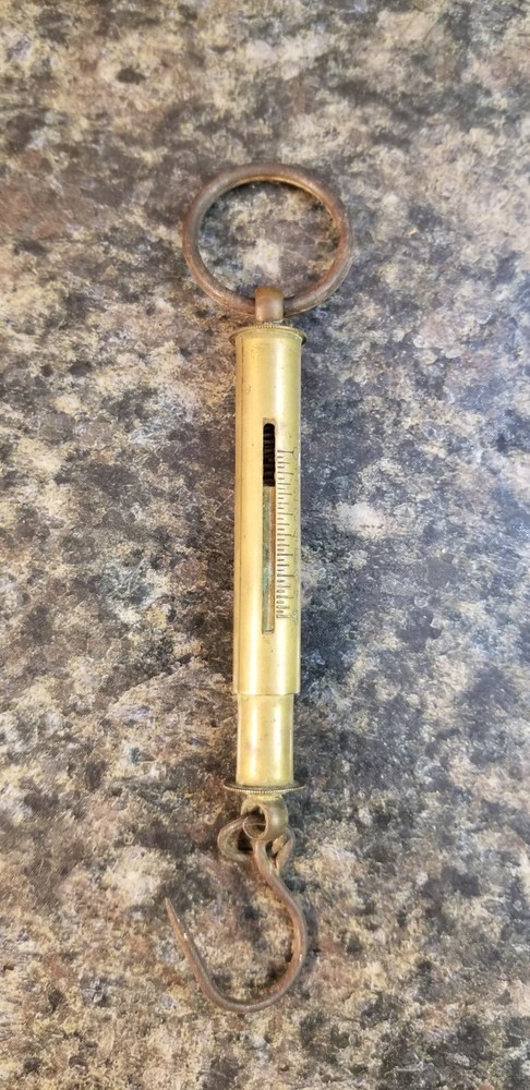 Vintage Brass Hand Scale / Weight with Hook
