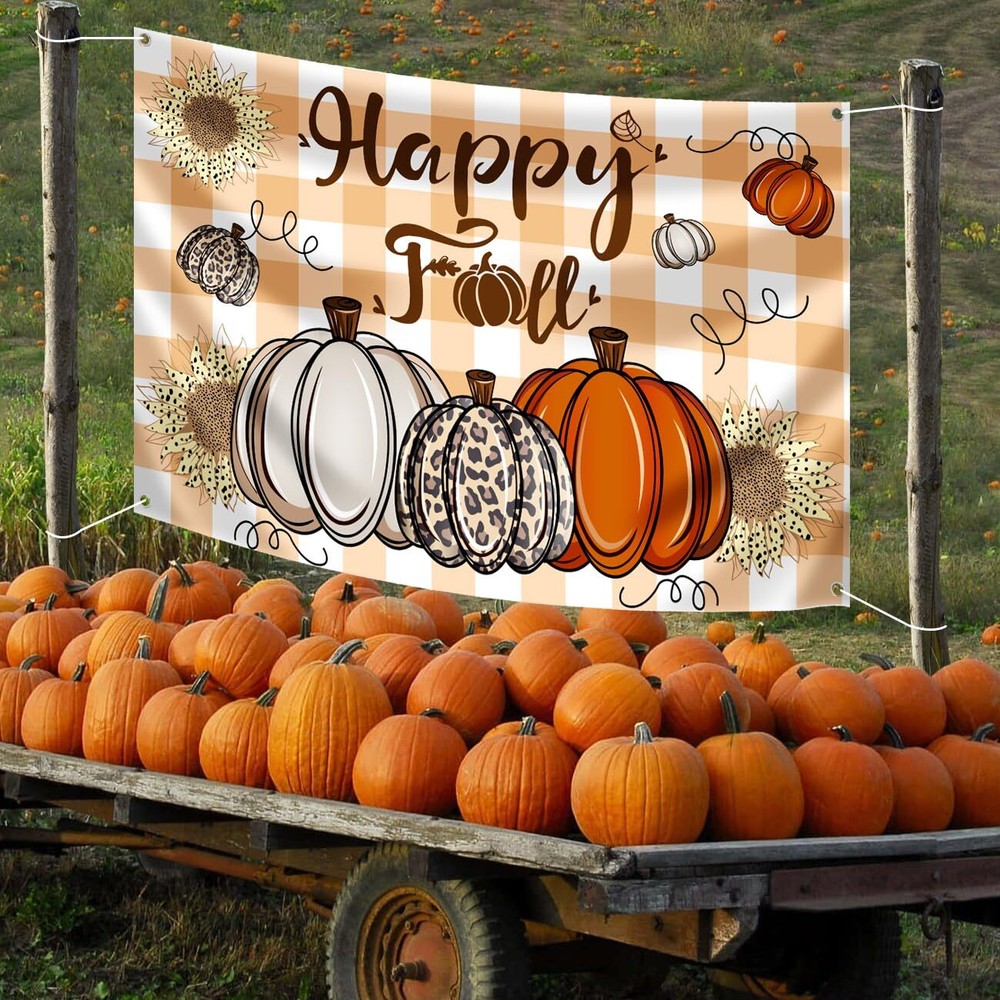 Happy Fall Backdrop Extra Large Thanksgiving Fall Party Decorations Fall Harv...