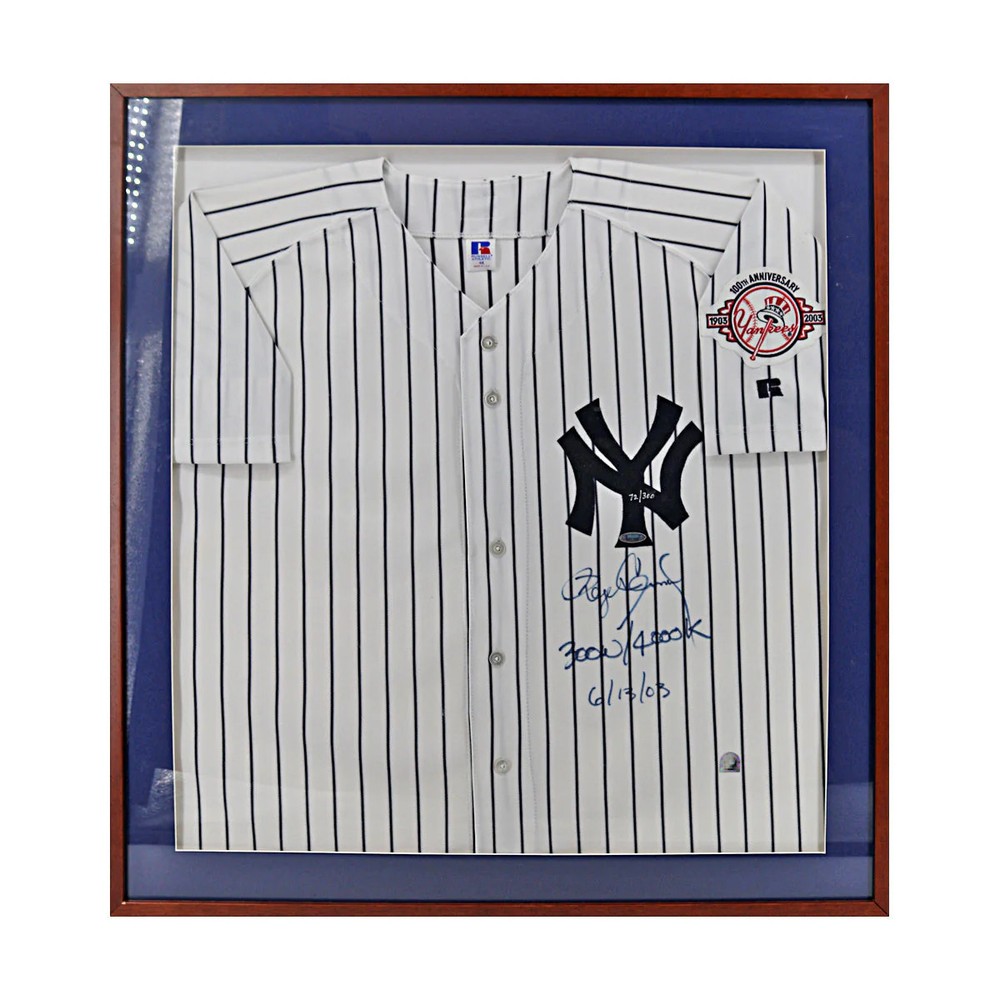 Roger Clemens Yankees Signed Framed Jersey 100th Anniversary Patch /300 JSA COA