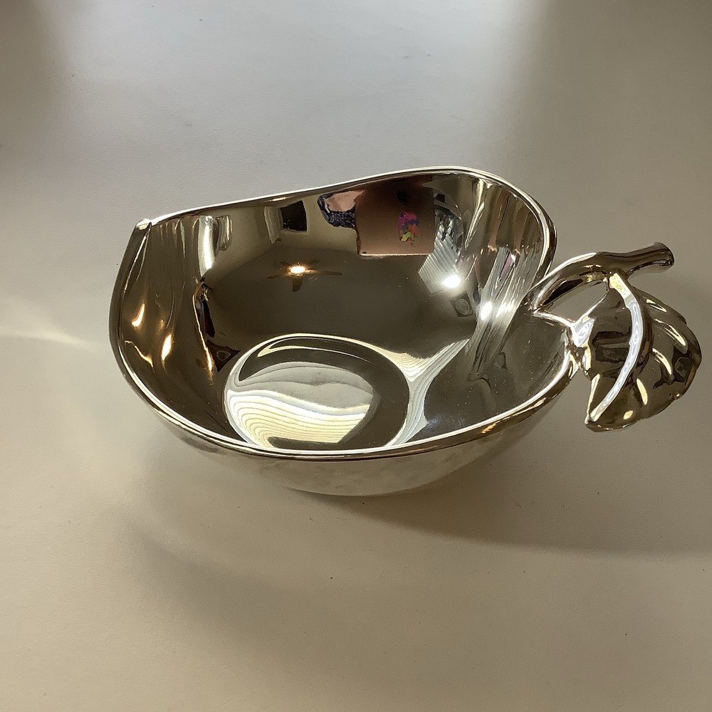 Silver Plate Apple Trinket Dish Candy Nut Bowl Apple Shaped Silver plated Dish