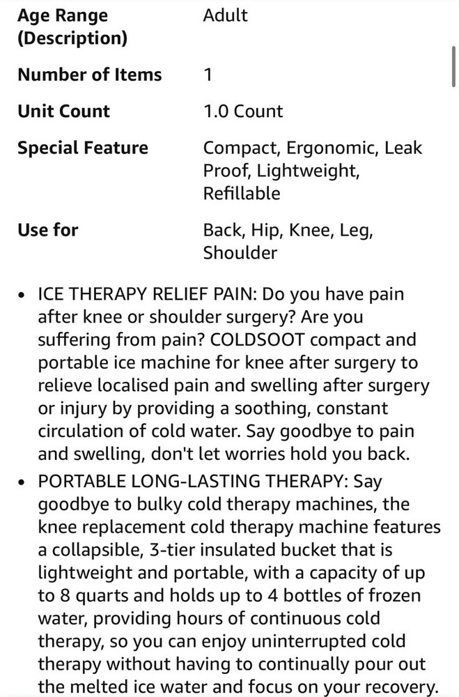 Cold Therapy Machine w/Timer, Compact and Portable Ice Machine for Knee After Su